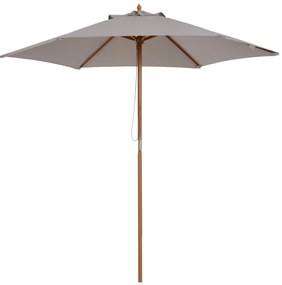 Chapéu de Sol de Madeira Ø250x230 cm para Exterior com 6 Hastes Sistem