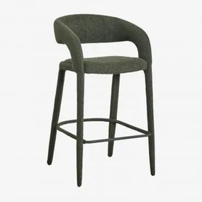 Pack De 2 Bancos Altos 75 Cm Estofados Arazeina Bouclé Verde Army - Sklum