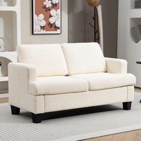 Sofá pequeno de 2 lugares com 140 (C) x 70 (P) x 85 (A) cm e almofadas de encosto removíveis, tecido chenille para sala de estar, quarto, escritório,