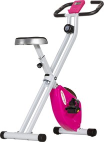 SPORTNOW Bicicleta Dobrável Magnética a 8 Níveis com Ecrã LCD, Rodízios e Selim Regulável, Rosa e Branco | Aosom Portugal
