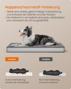 Cama ortopédica para cães, 105 x 73 x 10 cm, tamanho XL Cinzento