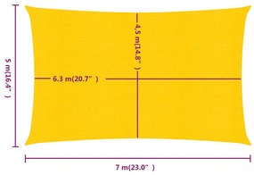 Para-sol estilo vela retangular 160 g/m² 5x7 m PEAD amarelo