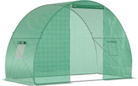 Outsunny Estufa Túnel 1,5x3x2 m Estufa de Exterior Compacta 4,5 m² Estrutura Aço Galvanizado Cobertura Pe 140 g/m² Verde | Aosom Portugal