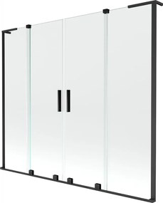 Mexen Velar L Duo resguardo de banho com 2 painéis deslizantes 170 x 150 cm, transparente, preto - 896-170-003-02-70