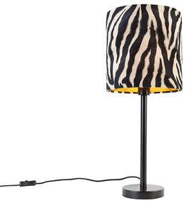 Candeeiro de mesa moderno preto com abajur de zebra 25 cm - Simplo Moderno