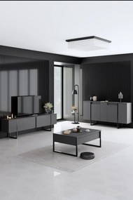 Conjunto de Mobiliário de Sala Luxe – Nogueira e Preto – Console 160x3