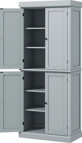 Armário de cozinha tipo aparador, estilo moderno, com portas e prateleiras ajustáveis, 76 x 40,5 x 184 cm, cinzento