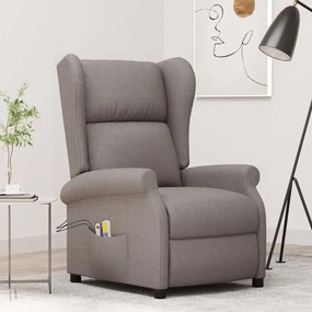 vidaXL Poltrona de massagens elétrica tecido cinza-acastanhado