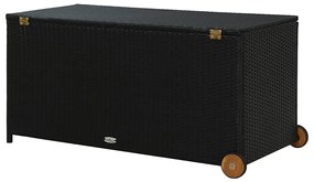 Caixa de arrumação para jardim 120x65x61 cm vime PE preto
