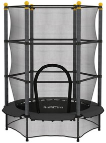 HOMCOM Trampolim para Crianças com Rede de Segurança e Estrutura de Aço para Interiores e Exteriores Carga 50kg Ø140x190 cm Preto