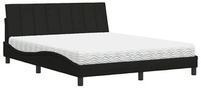 Cama com colchão 160x200 cm tecido preto