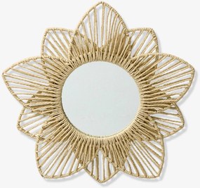 Espelho Flor em corda de papel bege