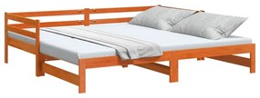 Sofá-cama com gavetão 90x190 cm madeira de pinho castanho cera