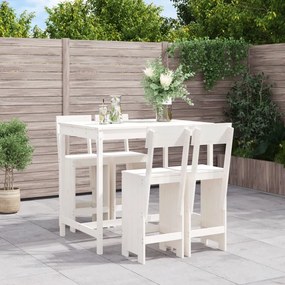 vidaXL 5 pcs conjunto de bar para jardim pinho maciço branco