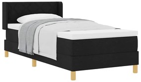Cama Box com Colchão Preta, 90 x 190 cm, Tecido