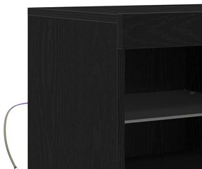 Aparador com Luzes LED Carvalho Preto 81x37x67 cm