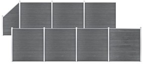 Painel vedação WPC 7 quadrados 1 inclinado 1311x186 cm cinzento