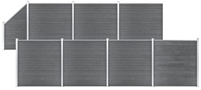vidaXL Painel vedação WPC 7 quadrados 1 inclinado 1311x186 cm cinzento