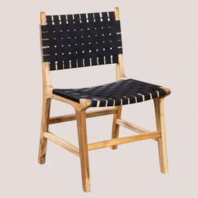 Cadeira de jantar em madeira de teca Estilo Diama Preto - Sklum