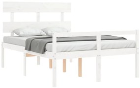 Estrutura de cama com cabeceira 120x200cm madeira maciça branco