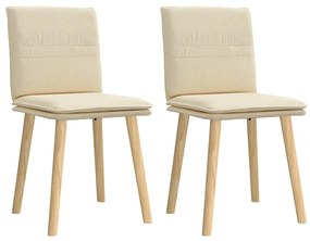 Cadeiras de jantar 2 pcs tecido cor creme