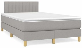 Cama box spring c/ colchão e LED 120x190 cm tecido cinza-claro
