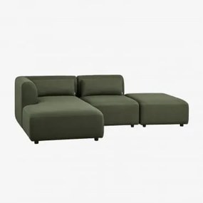Sofá Modular Chaise Longue Esquerdo De 2 Peças Com Pufe Fogler Chenille Verde Sálvia - Sklum