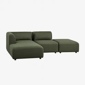 Sofá Modular Chaise Longue Esquerdo De 2 Peças Com Puff Fogler Tecido Pele De Borrego Amarelo Curri - Sklum
