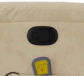 Poltrona de massagens reclinável tecido de microfibra creme