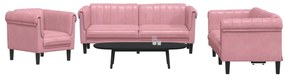 vidaXL 3 pcs conjunto de sofás veludo rosa