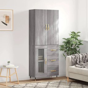 vidaXL Armário alto 69,5x34x180 cm derivados de madeira sonoma cinza