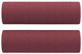 2 pcs conjunto de sofás com almofadas tecido vermelho-tinto