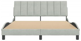 Estrutura de cama sem colchão 160x200 cm veludo cinzento-claro