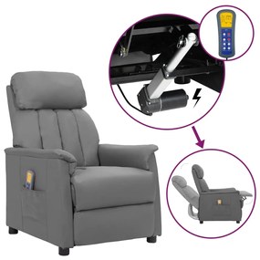 3093236 vidaXL Poltrona de massagens elevatória couro artificial cinzento