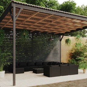 vidaXL 12 pcs conjunto lounge de jardim c/ almofadões vime PE preto