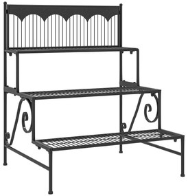 Outsunny Suporte para Plantas de 3 Níveis com Desenho em Escada Suporte para Vasos de Plantas para Interior e Exterior 73x66x85 cm Preto