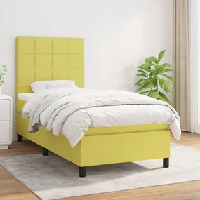 vidaXL Cama com molas/colchão 90x190 cm tecido verde
