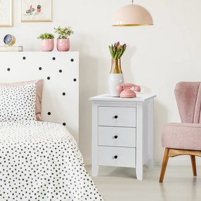 Conjunto de 2 mesas de cabeceira com 3 gavetas com estrutura resistente para a sala de estar e o quarto 46 x 37 x 65 cm Branco