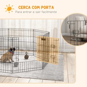 PawHut Parque para Cães 8 Painéis 61x61cm Dobráveis Gaiola Metálica pa