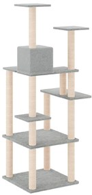 Árvore p/ gatos c/ postes arranhadores sisal 153 cm cinza-claro