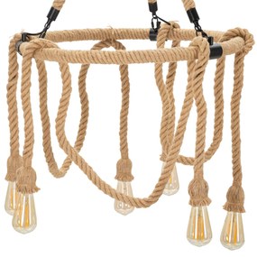 Candeeiro de Teto Boho Chic - Metal e Corda em Formato Redondo - 90 cm