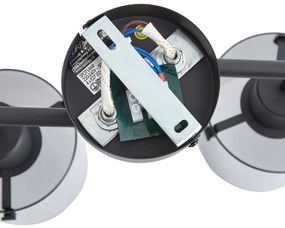 Foco de teto de design preto com vidro fumê 4 luzes - Domo Moderno