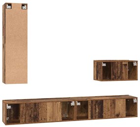 Conjunto de Estantes para TV 4 pcs Madeira antiga Médio