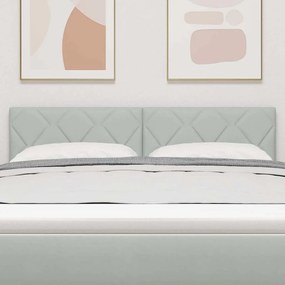 Cabeceira LED Blocos de Diamante Cinza Claro 144 cm em Veludo