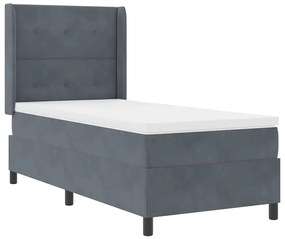 Cama Box Spring com Colchão Cinza Escuro 90x190 cm Veludo