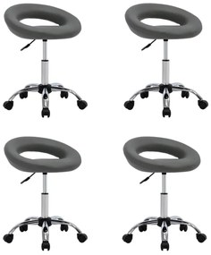 vidaXL Cadeiras de jantar giratórias 4 pcs couro artificial cinzento