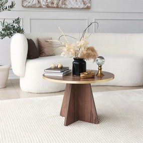 Mesa de Café Mushroom – Dourado e Nogueira – 60x40x60 cm