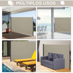 Outsunny Toldo Lateral Retrátil para Terraço Pátio ou Jardim Toldo de Privacidade para Exterior Dobrável 300x180cm Bege