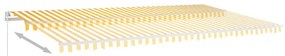 Toldo retrátil manual 600x350 cm amarelo e branco