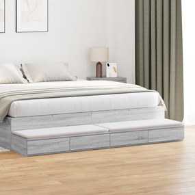 Caixas de Cama vidaXL Cinza Sonoma 180x36,5x16,5 cm em Madeira de Engenharia